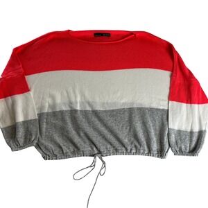 Six/Fifty Colorblock Knit Top Dolman Drawstring Hem Casual Small